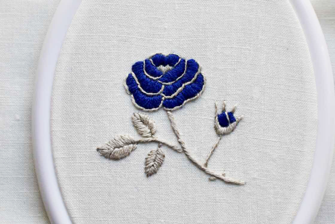 リネン刺繍糸生地セット 青<br />オ-ガニック　オフ白